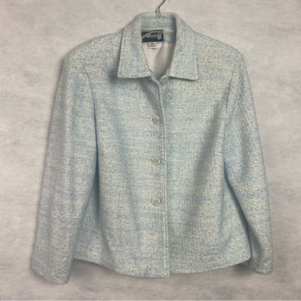 Vintage Sag Harbor Jacket Blazer 16P Preppy Blue White Retro Textured Tweed